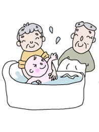 赤ちゃんの沐浴の写真